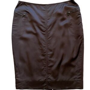Philippe Adec  Brown Pencil Skirt with Zipper Pockets 6